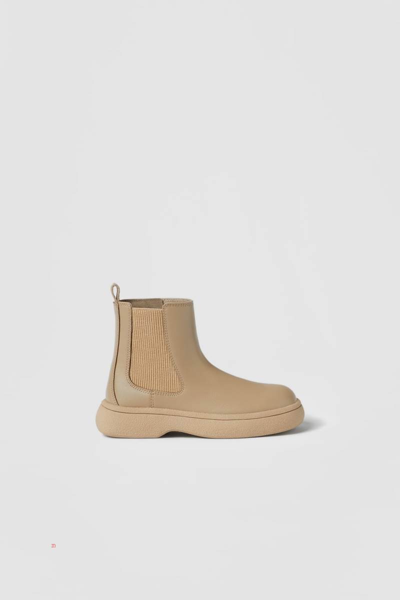 ZARA CHUNKY-SOLE Ankelboots Tjej Beige | ZEWSJ-5289