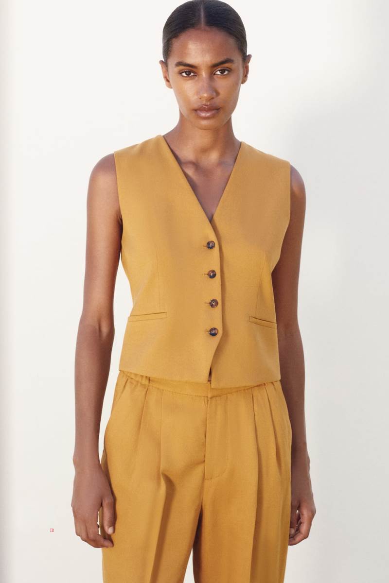 ZARA CLASSIC WITH POCKETS Kostym Väst Dam Gula | TIHEA-6180