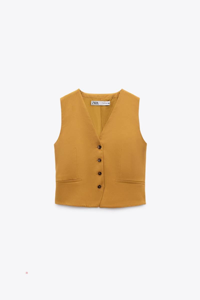 ZARA CLASSIC WITH POCKETS Kostym Väst Dam Gula | TIHEA-6180