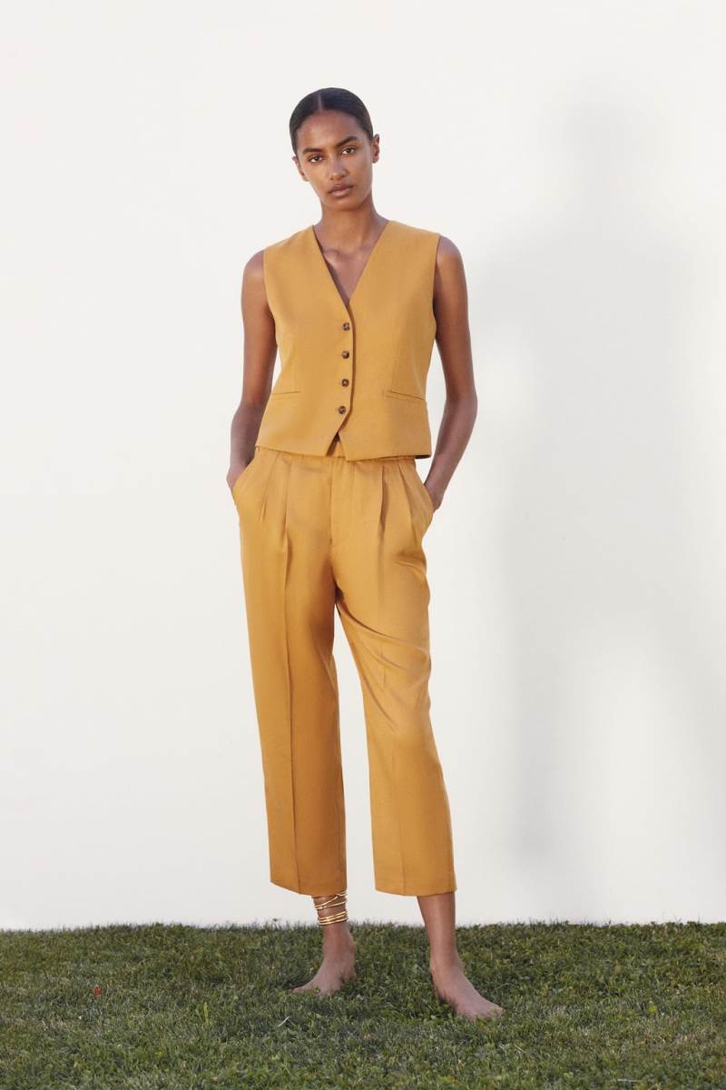 ZARA CLASSIC WITH POCKETS Kostym Väst Dam Gula | TIHEA-6180