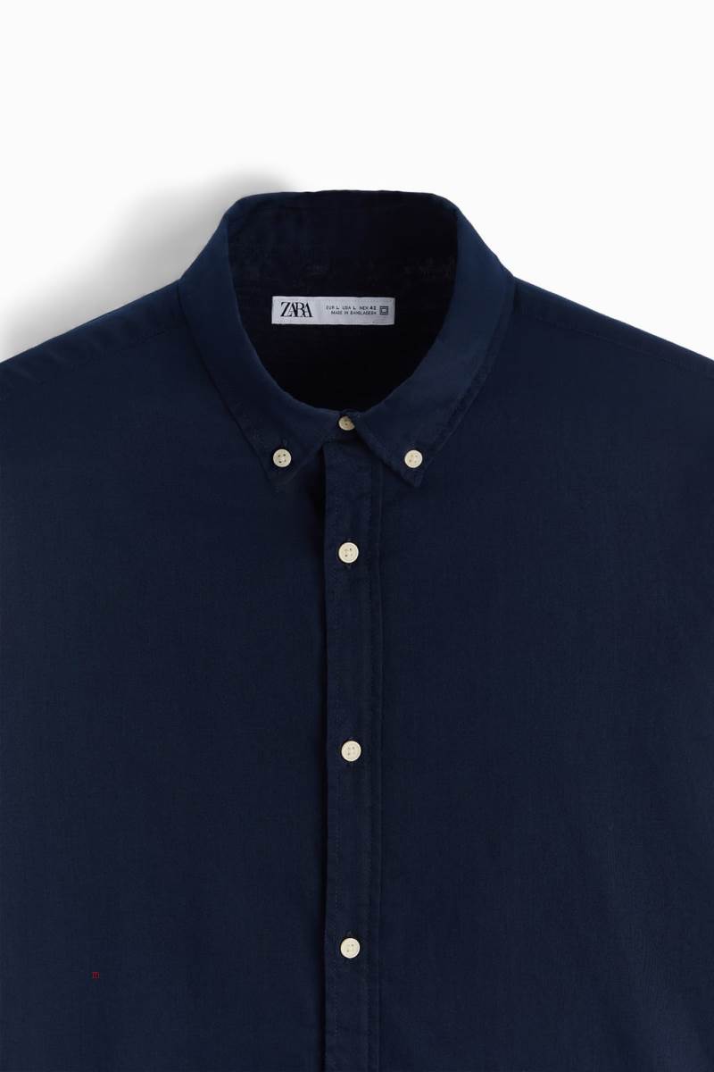 ZARA COLOURED COTTON Skjorta Herr Marinblå Blå | DHMYP-9201