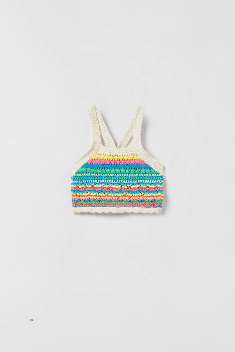 ZARA COLOURED CROCHET TOP Tröjor Tjej Olika Färger Röda | YVRPA-4268