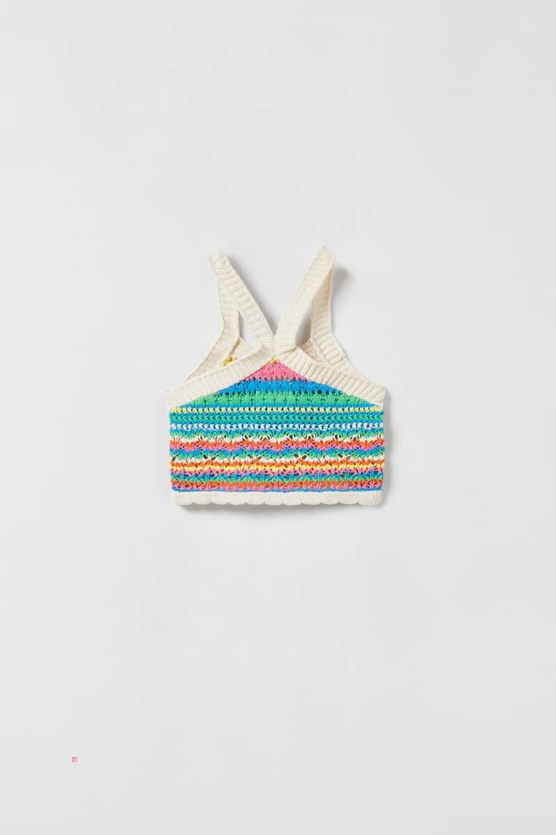 ZARA COLOURED CROCHET TOP Tröjor Tjej Olika Färger Röda | YVRPA-4268