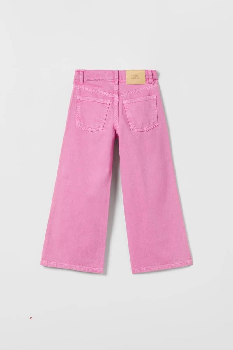 ZARA COLOURED WIDE-LEG Jeans Tjej Rosa | AZCFI-1087