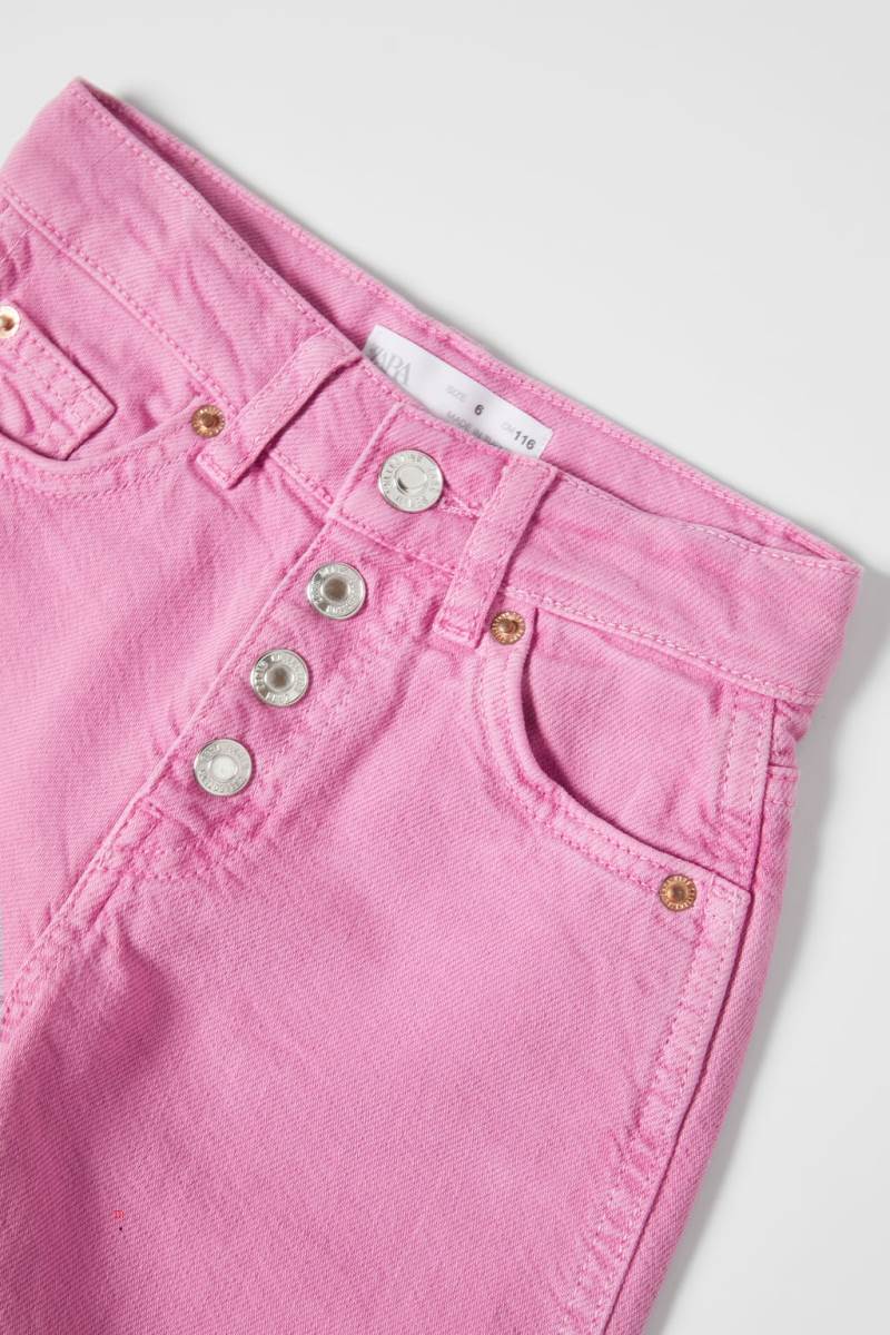 ZARA COLOURED WIDE-LEG Jeans Tjej Rosa | AZCFI-1087