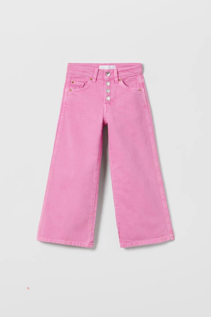 ZARA COLOURED WIDE-LEG Jeans Tjej Rosa | AZCFI-1087