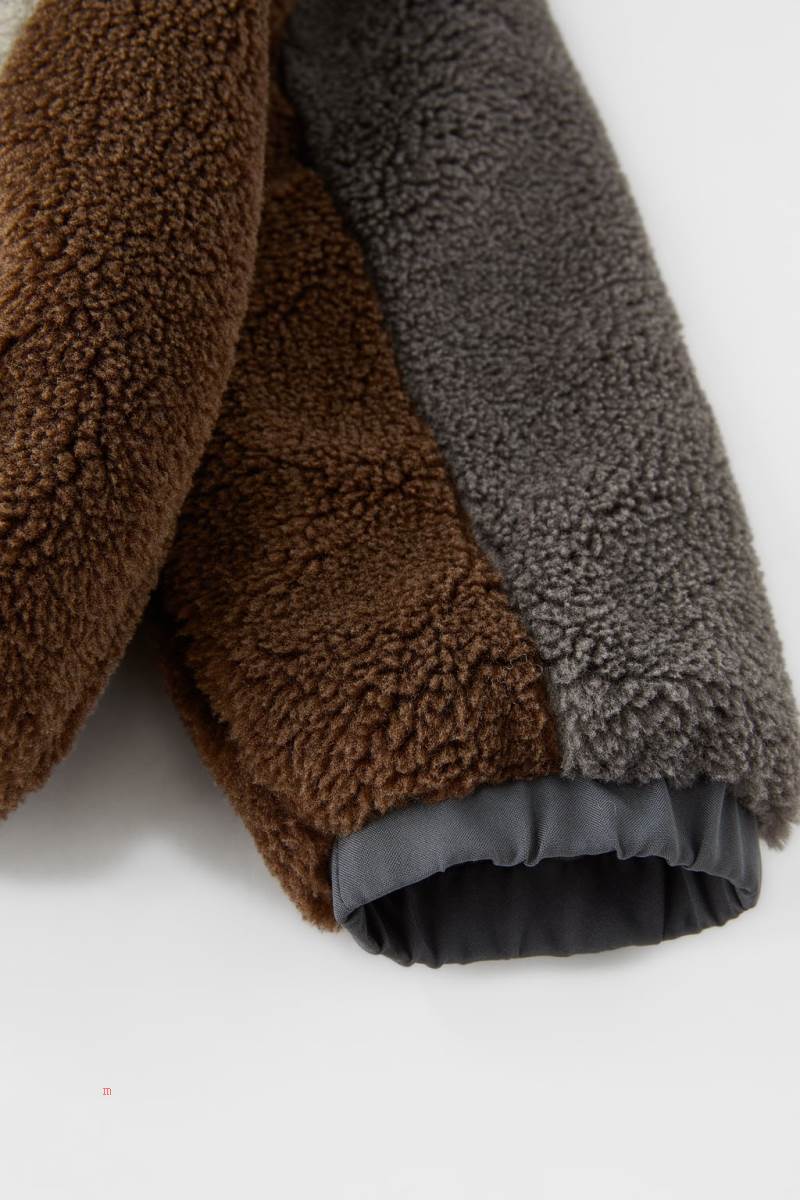 ZARA COLOUR BLOCK FAUX SHEARLING Jacka Pojke Bruna | OFUMQ-1276
