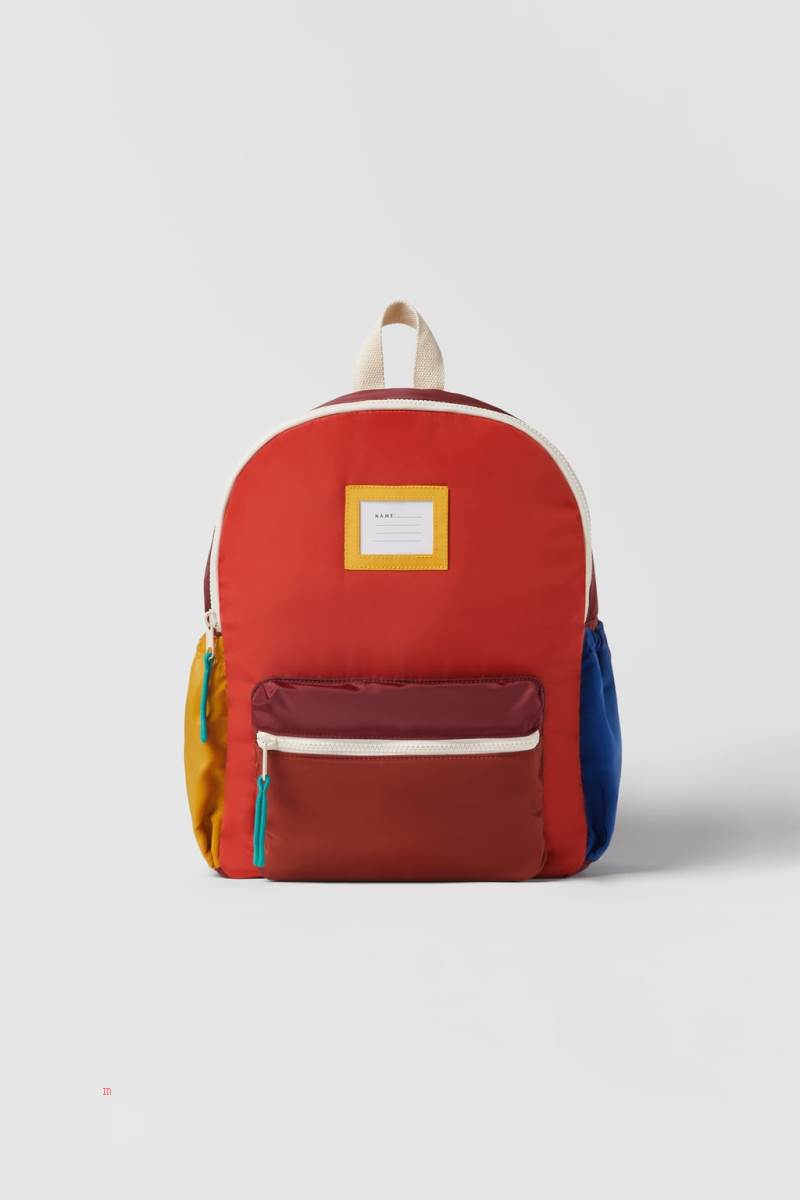 ZARA COLOUR BLOCK Ryggsäck Tjej Röda | OAWHD-1983