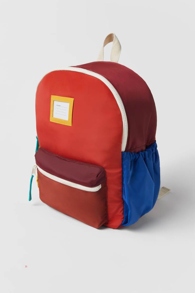 ZARA COLOUR BLOCK Ryggsäck Tjej Röda | OAWHD-1983