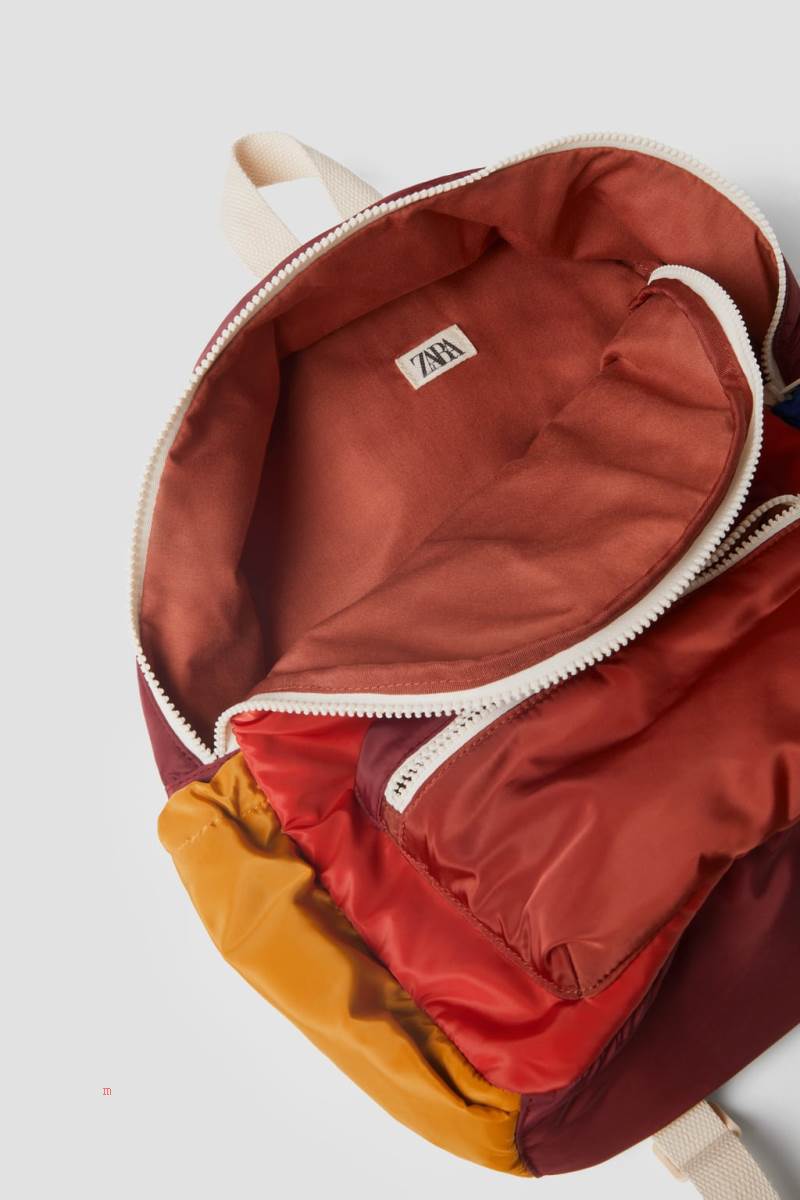 ZARA COLOUR BLOCK Ryggsäck Tjej Röda | OAWHD-1983