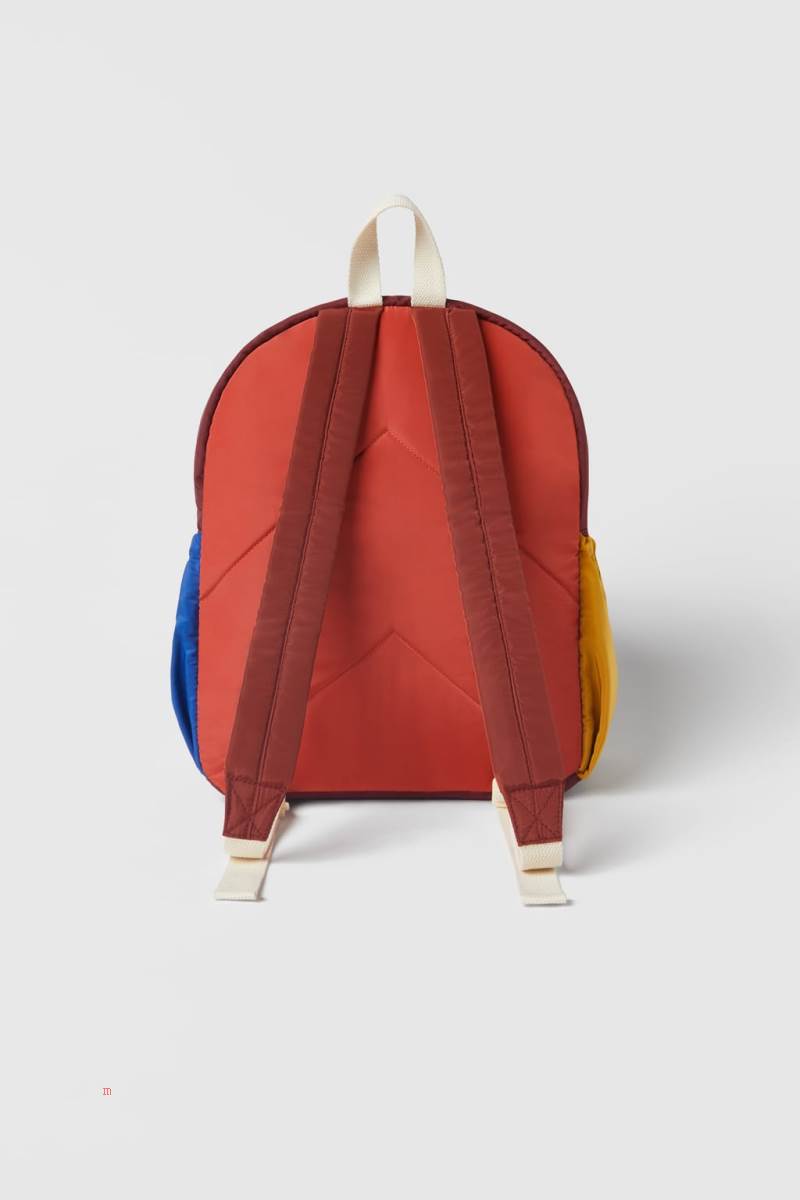 ZARA COLOUR BLOCK Ryggsäck Tjej Röda | OAWHD-1983