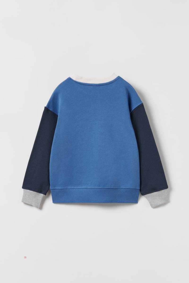 ZARA COLOUR BLOCK Sweatshirt Pojke Blå | GXLUA-6350