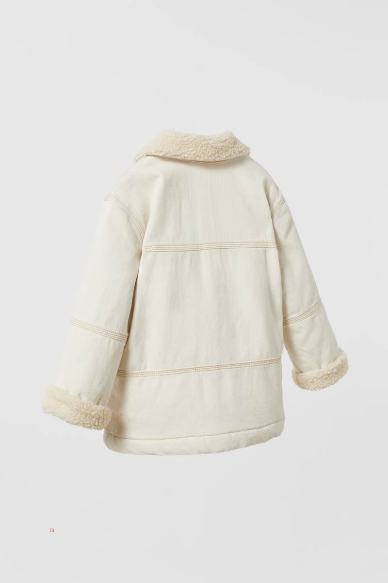 ZARA COMBINED FAUX SHEARLING Jacka Pojke Grå Vita | SIARF-9571