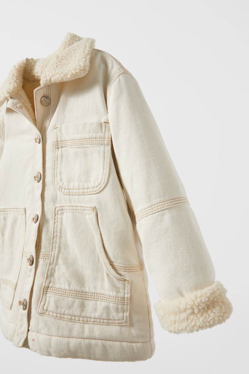 ZARA COMBINED FAUX SHEARLING Jacka Pojke Grå Vita | SIARF-9571