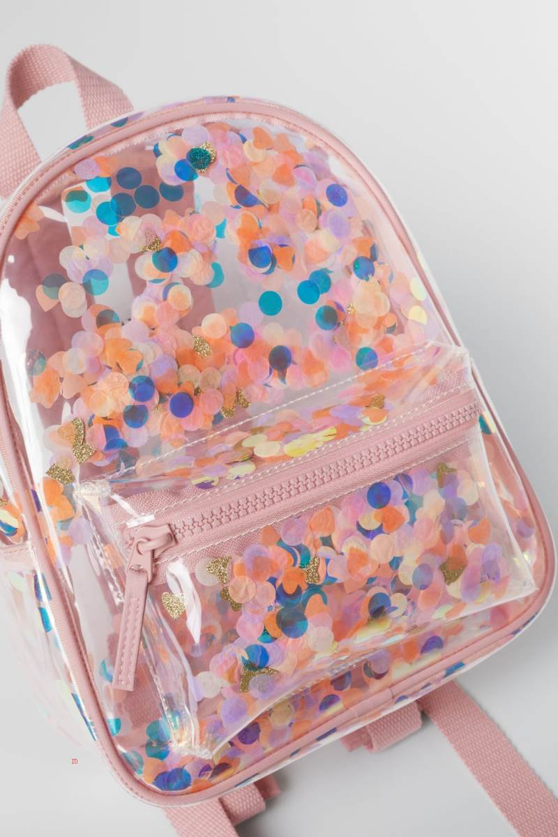 ZARA CONFETTI VINYL Ryggsäck Tjej Vita | WBZPF-9148