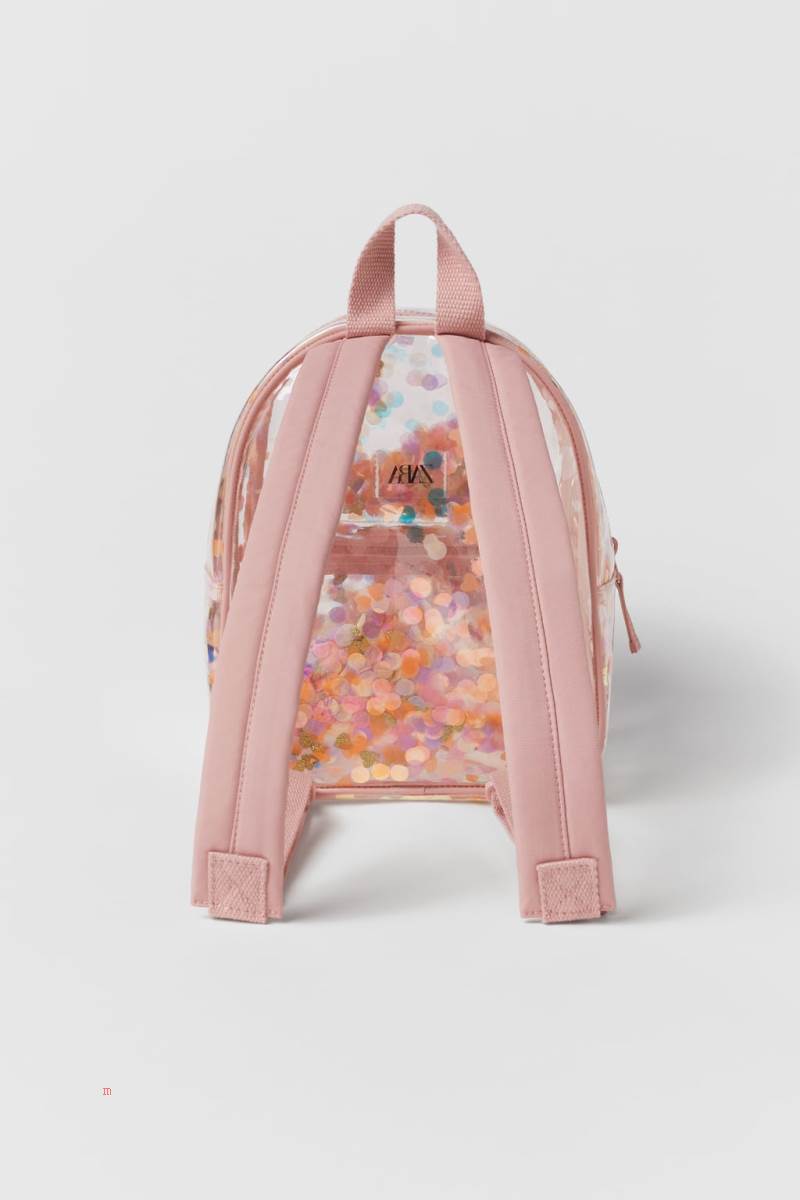 ZARA CONFETTI VINYL Ryggsäck Tjej Vita | WBZPF-9148