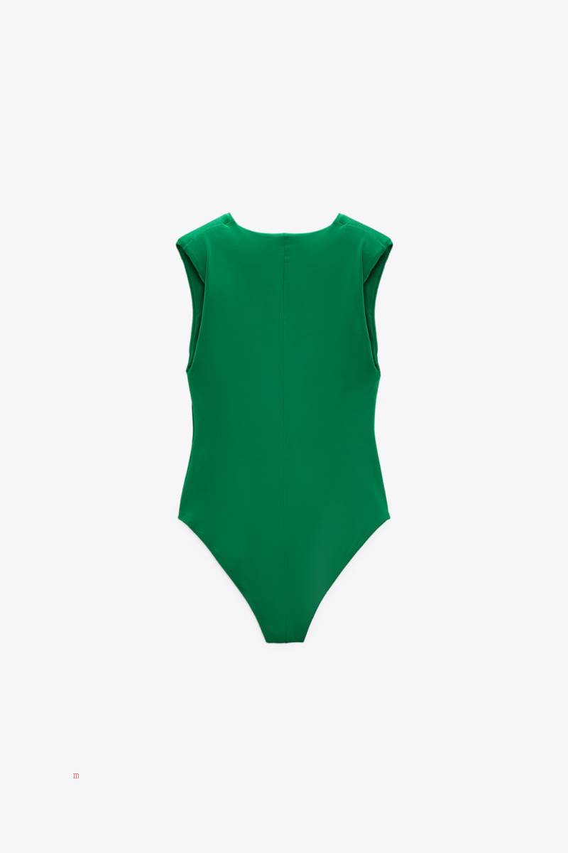 ZARA CONTOUR WITH SHOULDER PADS Bodysuit Dam Gröna | UASOL-9105