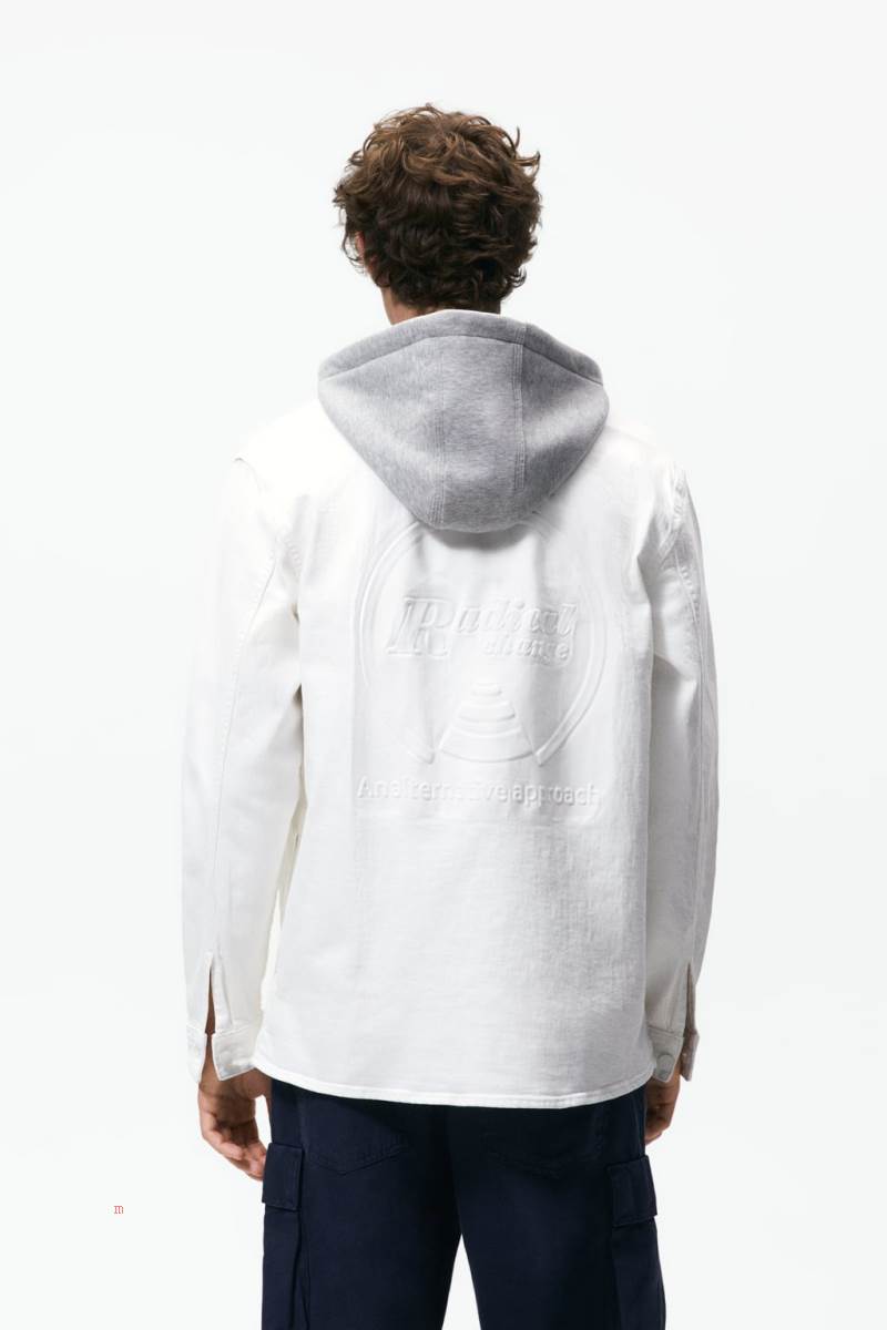 ZARA CONTRASTING HOOD Övertröja Herr Vita | GKNCO-4639