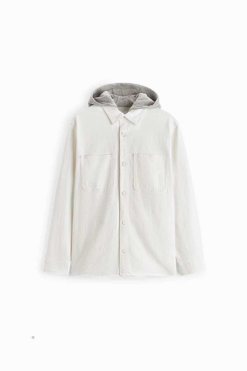 ZARA CONTRASTING HOOD Övertröja Herr Vita | GKNCO-4639
