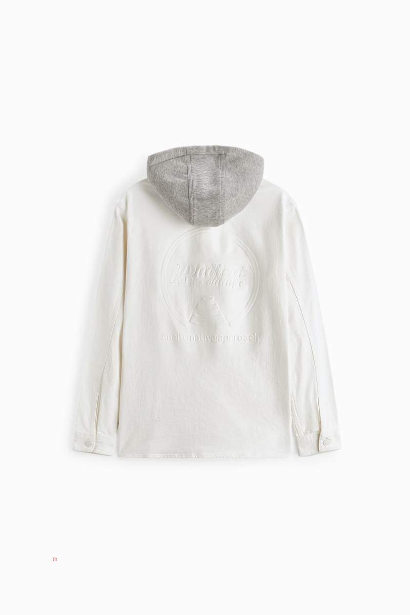 ZARA CONTRASTING HOOD Övertröja Herr Vita | GKNCO-4639
