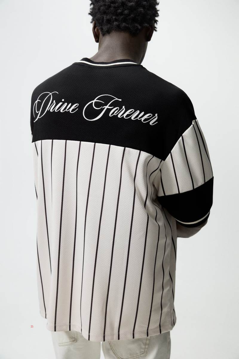 ZARA CONTRAST BASEBALL T-shirt Herr Svarta | XFMNU-6823