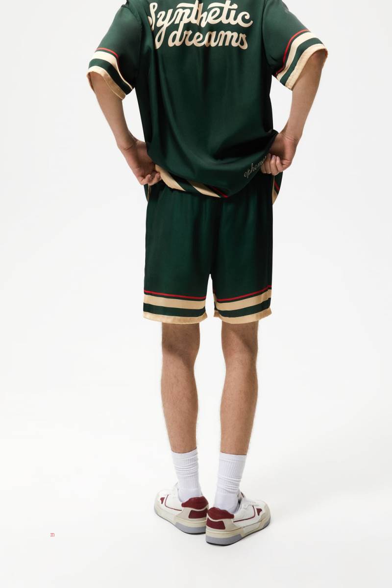 ZARA CONTRAST BERMUDA Shorts Herr Gröna | AYXWR-6854