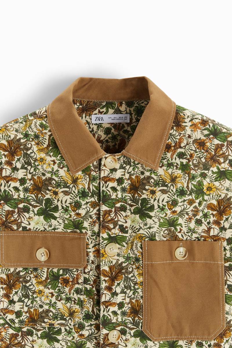 ZARA CONTRAST CORDUROY Övertröja Herr Beige | GDWOM-7301