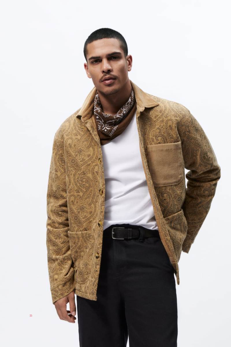 ZARA CONTRAST CORDUROY Övertröja Herr Bruna | AZXGI-6408