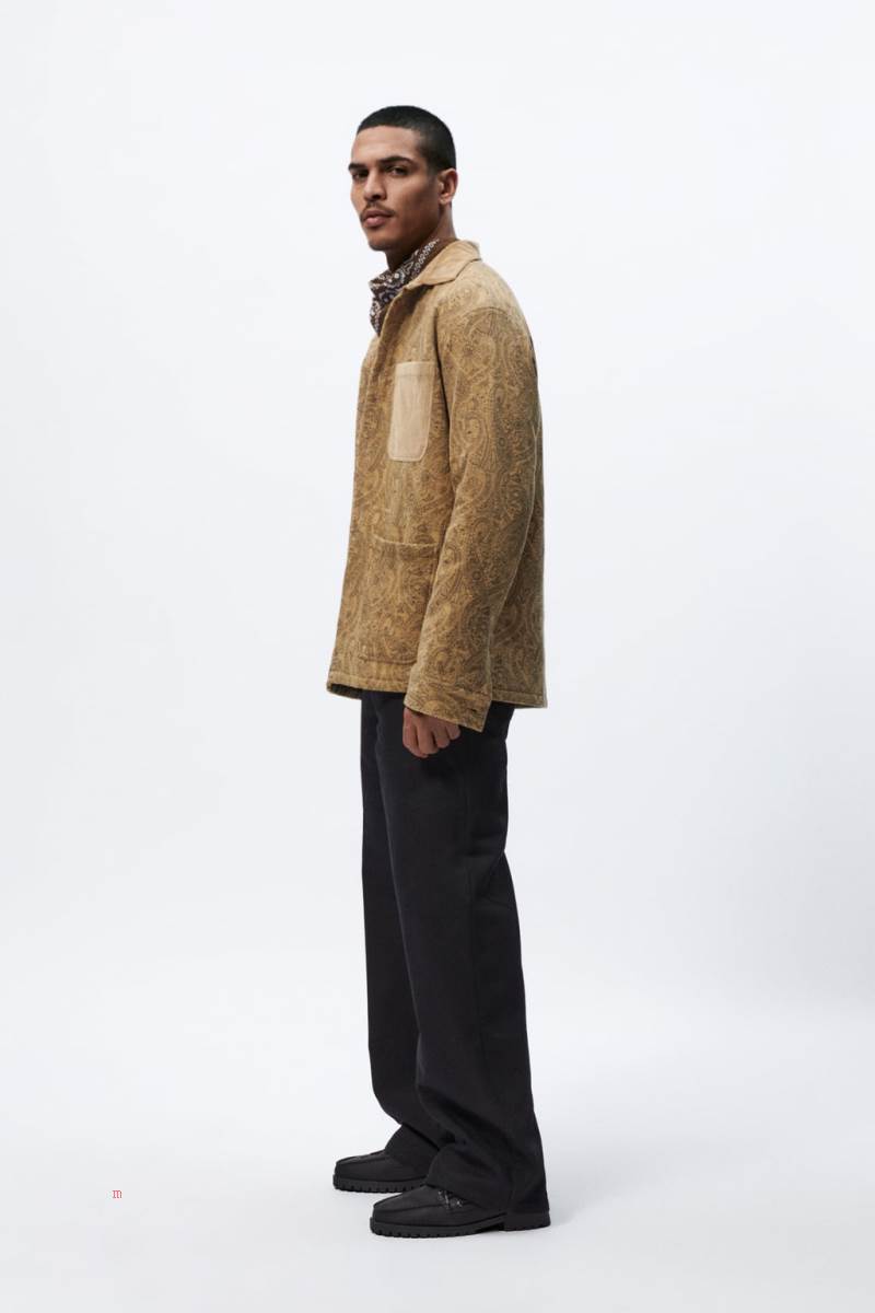 ZARA CONTRAST CORDUROY Övertröja Herr Bruna | AZXGI-6408