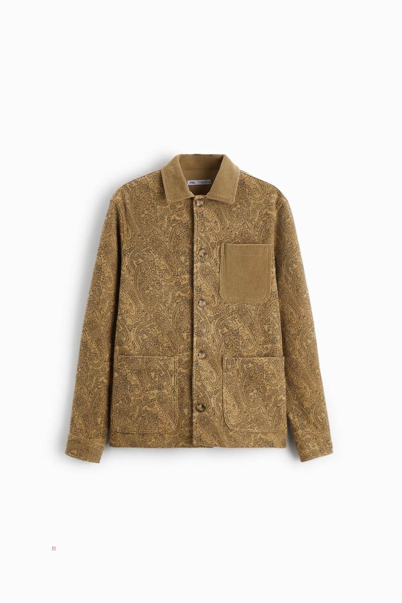 ZARA CONTRAST CORDUROY Övertröja Herr Bruna | AZXGI-6408