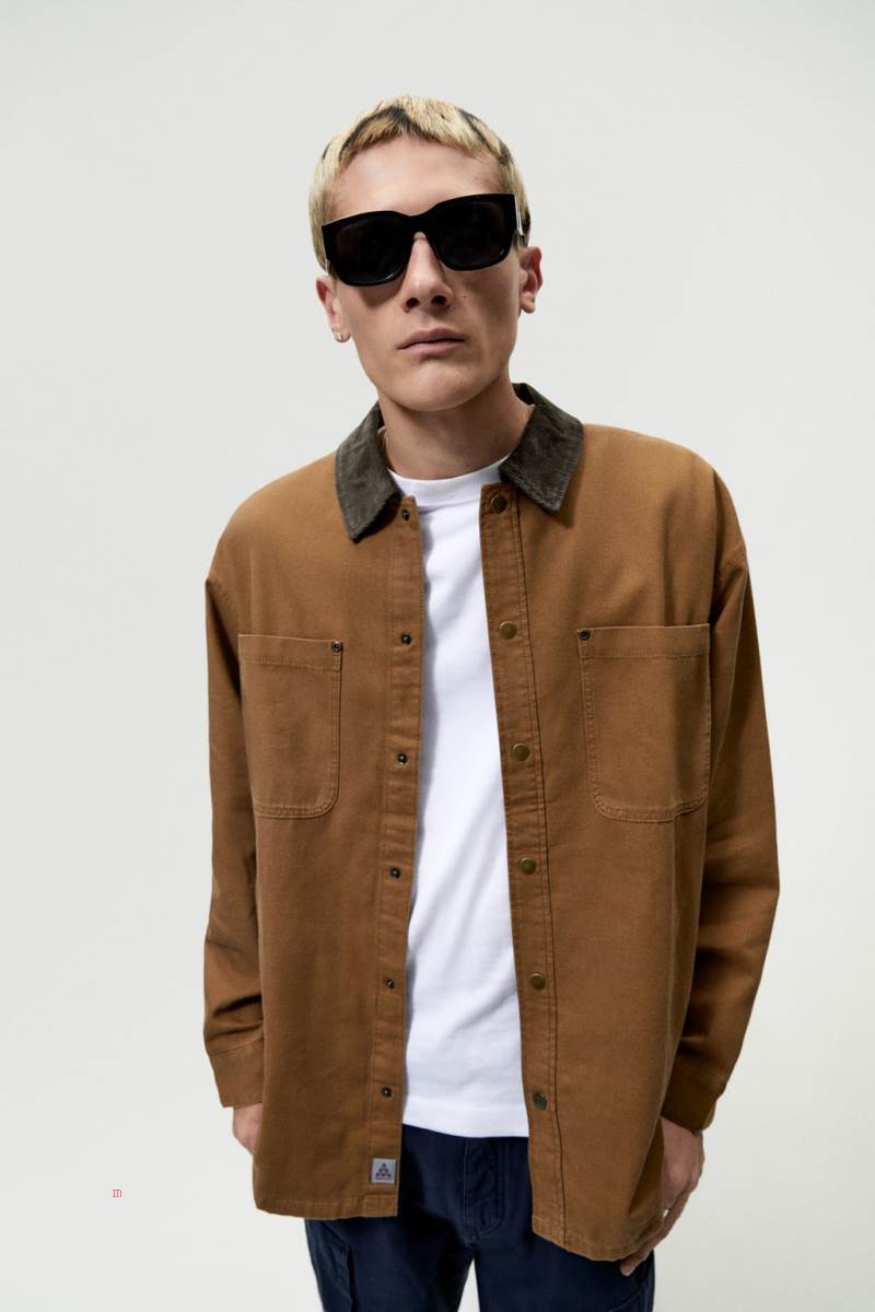 ZARA CONTRAST CORDUROY Övertröja Herr Bruna | CKTUP-0794