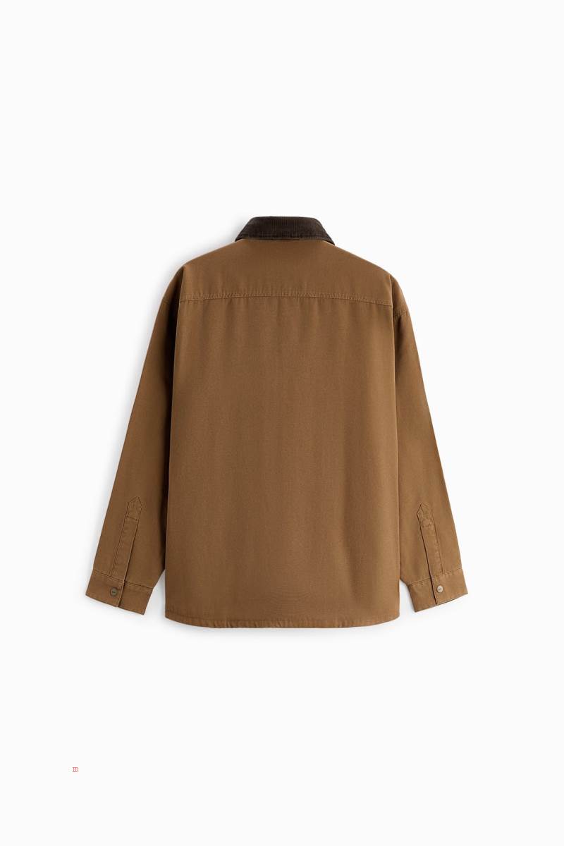ZARA CONTRAST CORDUROY Övertröja Herr Bruna | CKTUP-0794