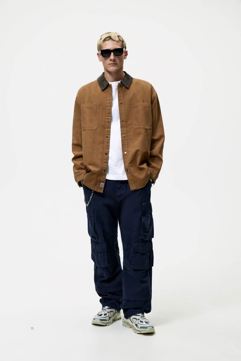 ZARA CONTRAST CORDUROY Övertröja Herr Bruna | CKTUP-0794