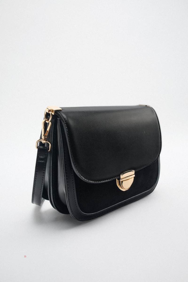 ZARA CONTRAST Crossbody Väska Dam Svarta | WDMRC-1492