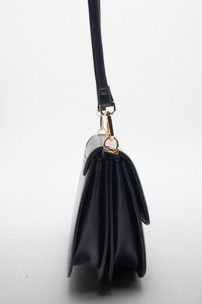 ZARA CONTRAST Crossbody Väska Dam Svarta | WDMRC-1492