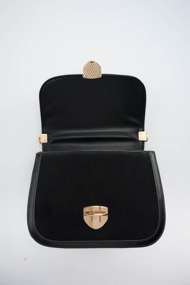 ZARA CONTRAST Crossbody Väska Dam Svarta | WDMRC-1492