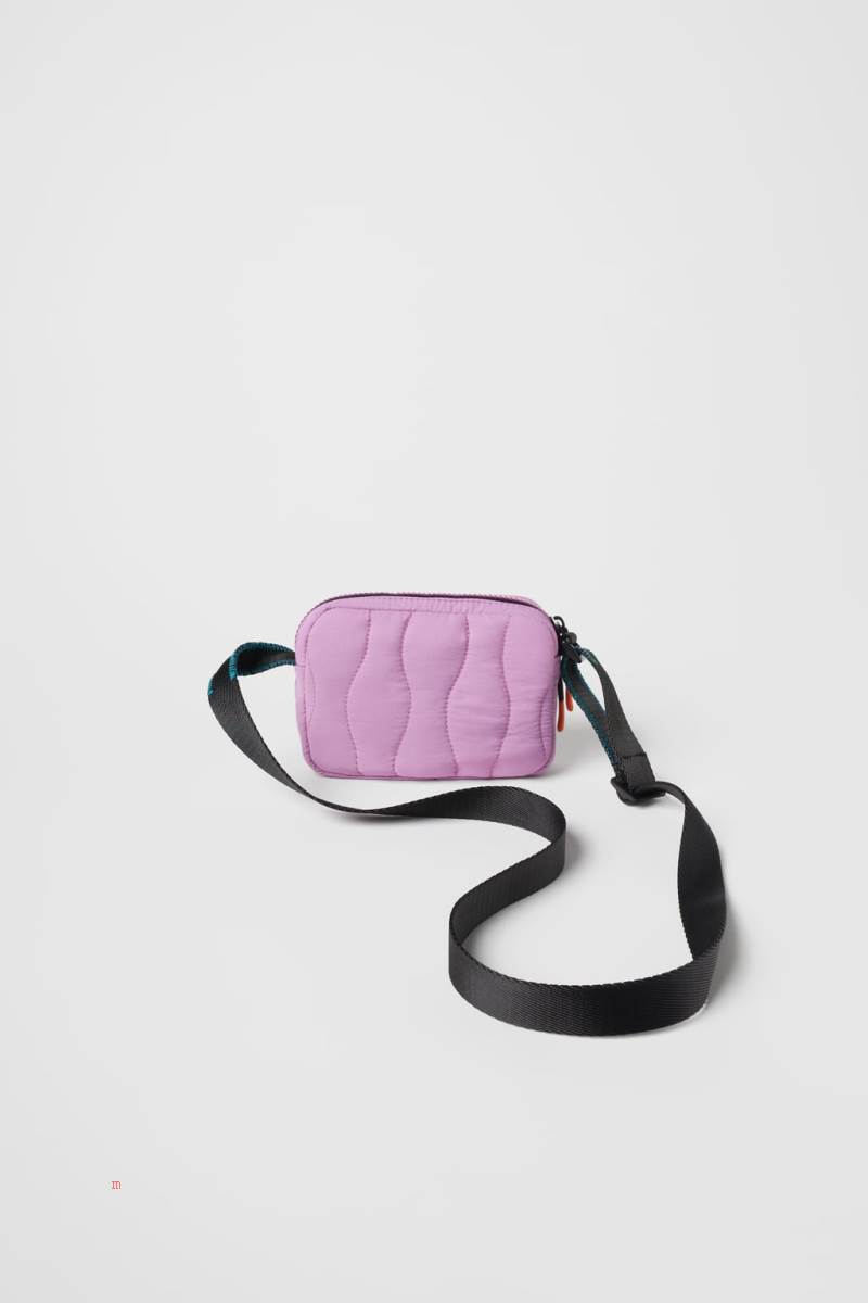ZARA CONTRAST Crossbody Väska Tjej Ljuslila | PEHBG-7246