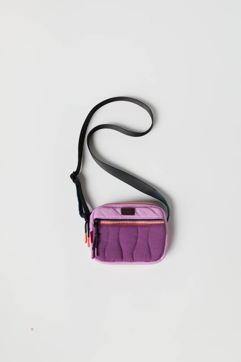 ZARA CONTRAST Crossbody Väska Tjej Ljuslila | PEHBG-7246