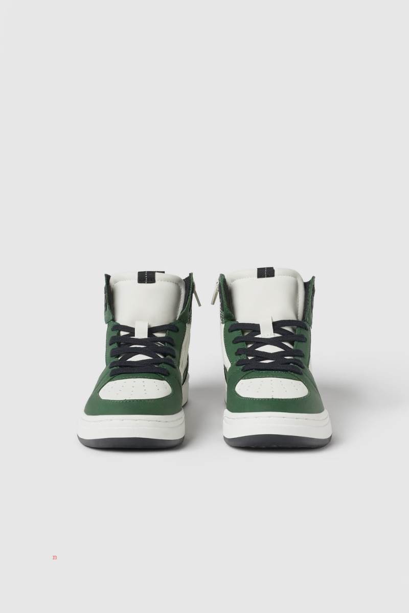 ZARA CONTRAST HIGH-TOP Träningsskor Tjej Gröna | LQTJA-0853