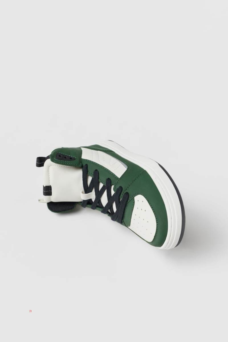ZARA CONTRAST HIGH-TOP Träningsskor Tjej Gröna | LQTJA-0853