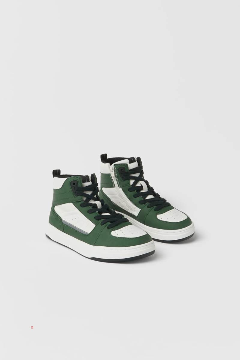 ZARA CONTRAST HIGH-TOP Träningsskor Tjej Gröna | LQTJA-0853