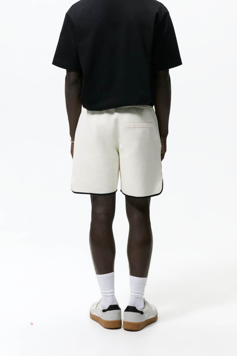 ZARA CONTRAST KNIT BERMUDA Shorts Herr Vita | IQYSU-7468