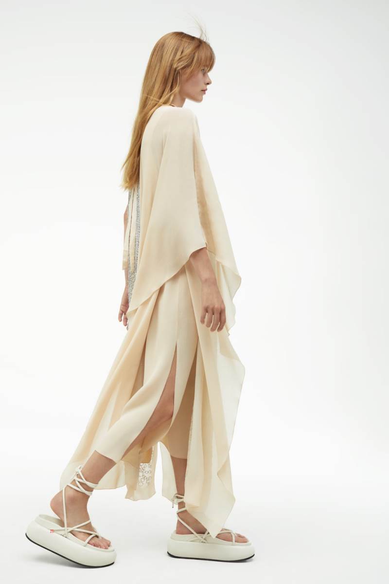 ZARA CONTRAST Klänning Dam Rosa Beige | JLYXD-2689