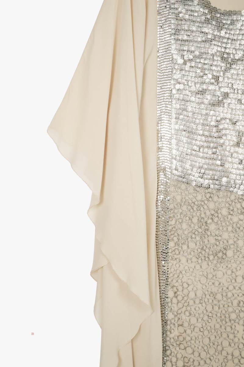 ZARA CONTRAST Klänning Dam Rosa Beige | JLYXD-2689