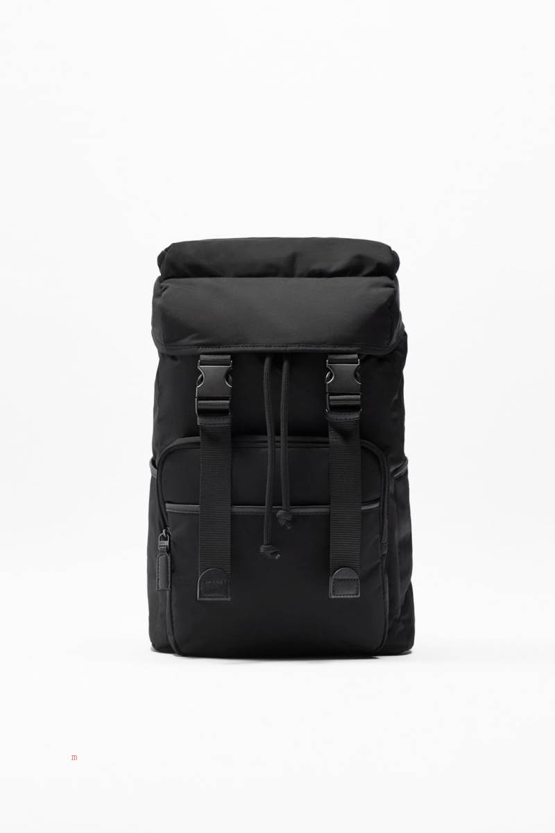 ZARA CONTRAST MULTI-POCKET Ryggsäck Herr Svarta | DSKJF-2531