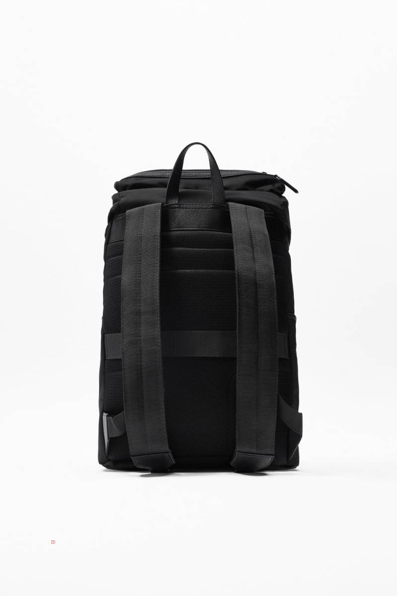 ZARA CONTRAST MULTI-POCKET Ryggsäck Herr Svarta | DSKJF-2531