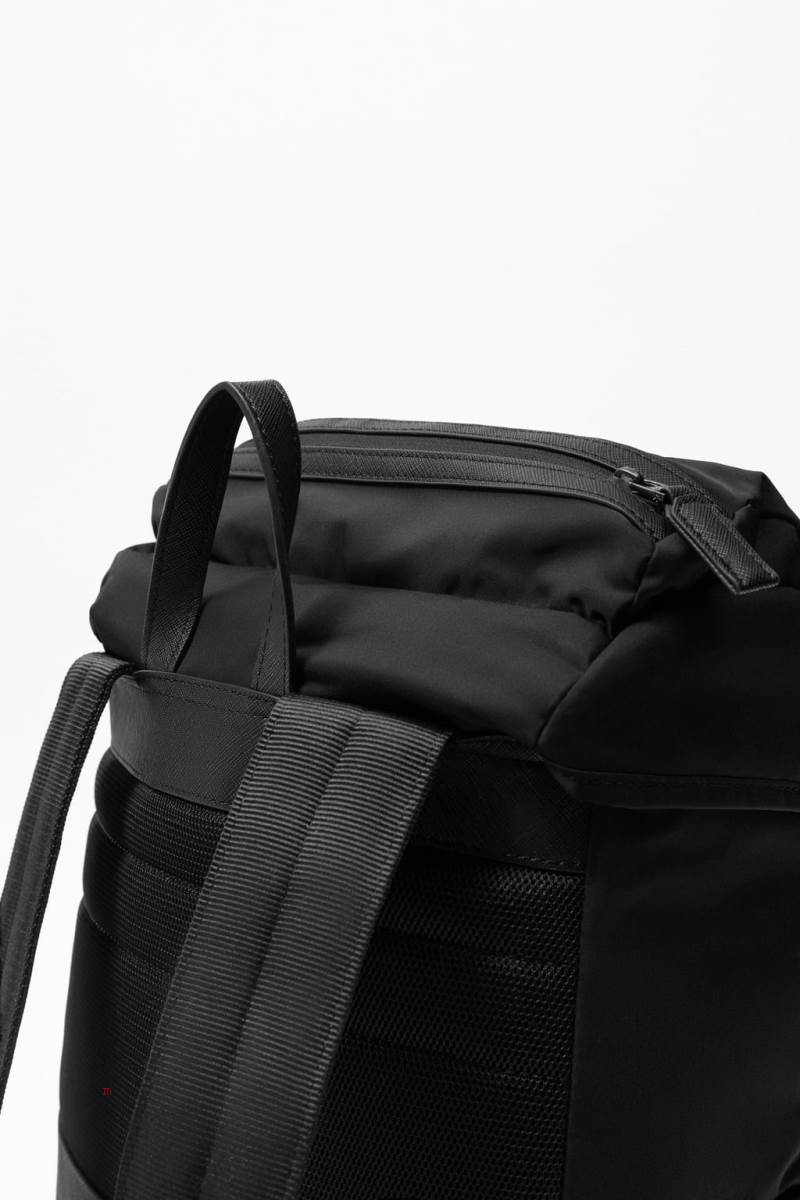 ZARA CONTRAST MULTI-POCKET Ryggsäck Herr Svarta | DSKJF-2531