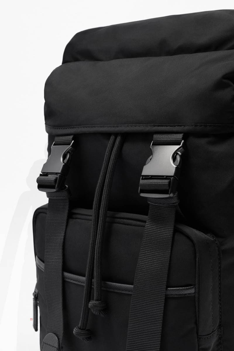 ZARA CONTRAST MULTI-POCKET Ryggsäck Herr Svarta | DSKJF-2531