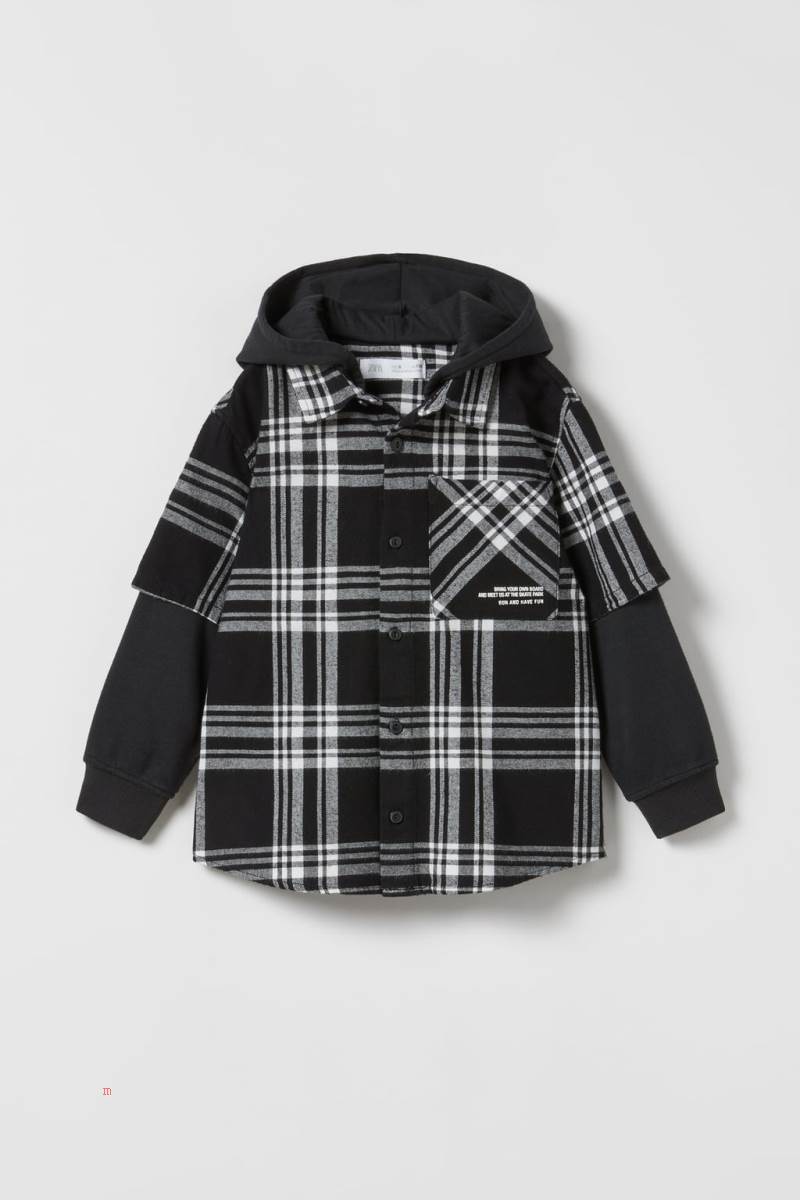 ZARA CONTRAST PLUSH Övertröja Pojke Svarta | OHVKU-0149