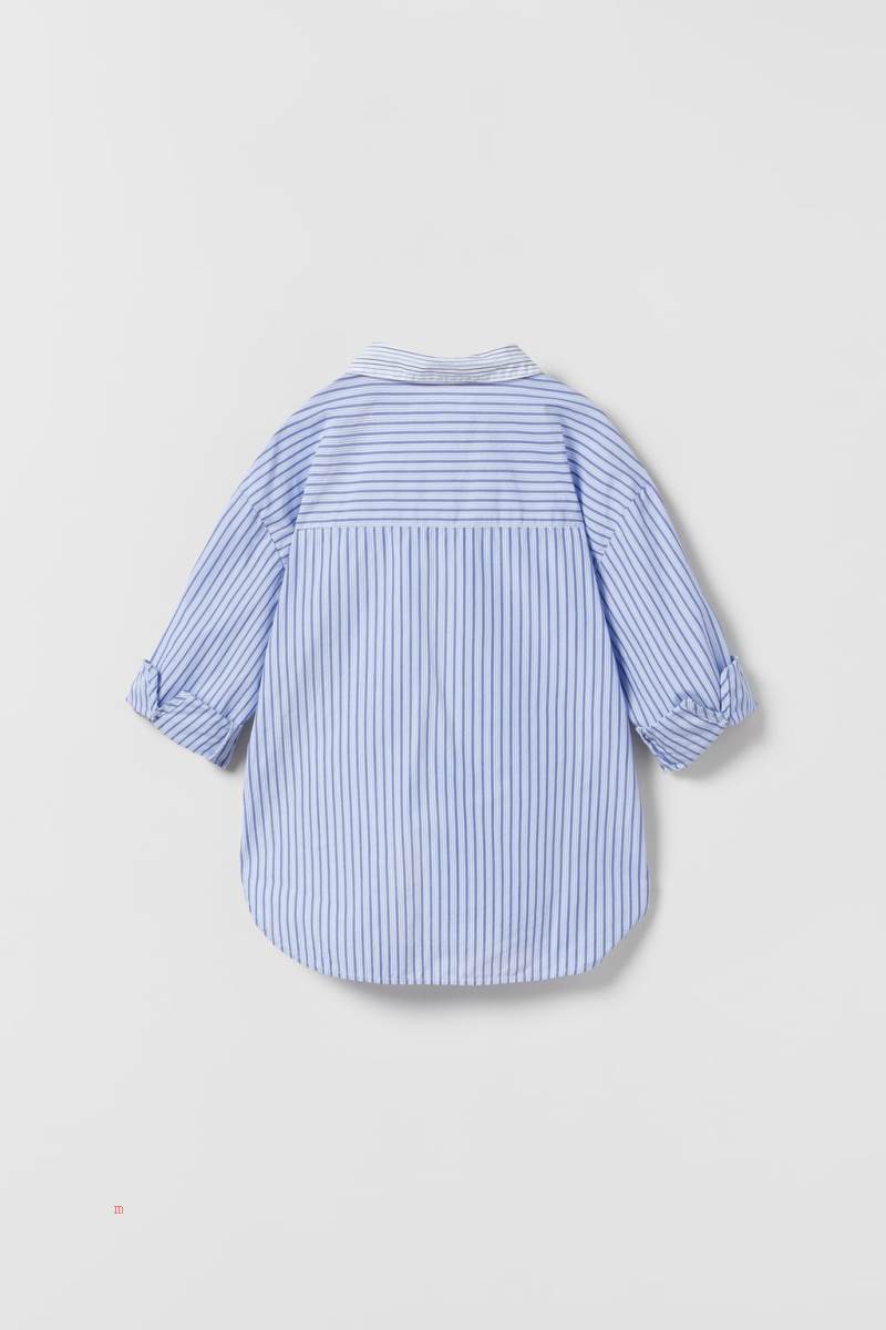 ZARA CONTRAST POPLIN Skjorta Tjej Vita Blå | NOQYX-7685